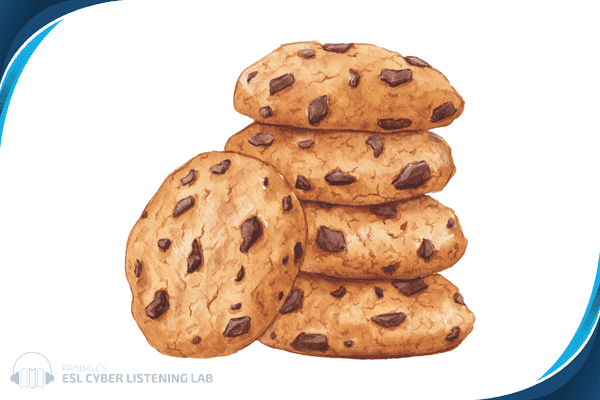 A pile of chocolate chip cookies.