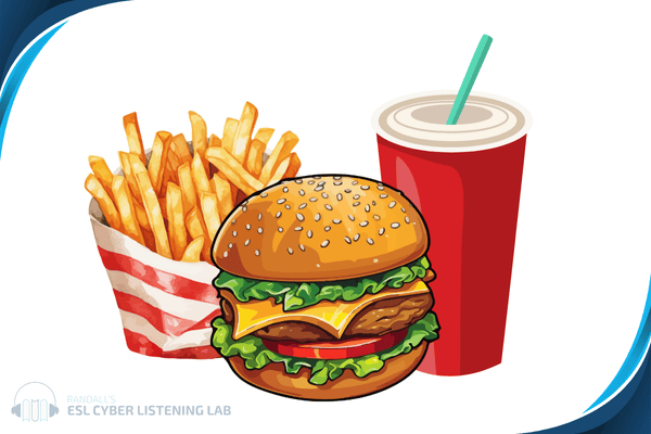 A burger, fries, and drink.